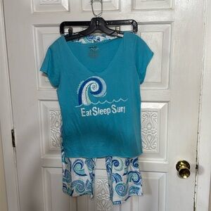 Joe Boxer “Eat Sleep Surf” 2 Piece PJ Capri Bottom Set Size Small